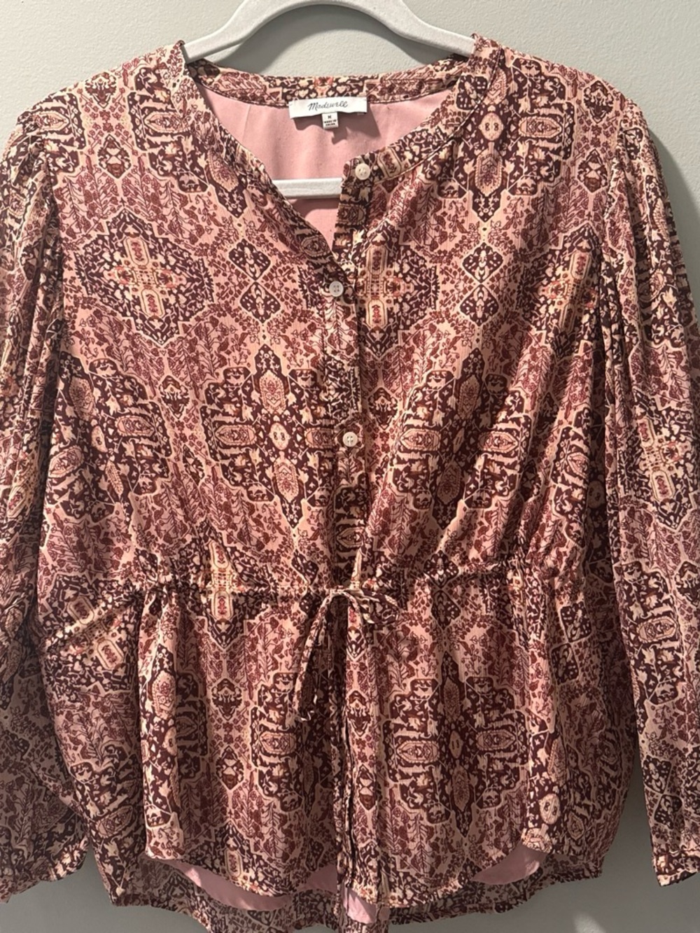 Madewell Dusty Rose Paisley Trim Button-Up Top